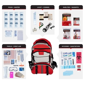 1 person comfort survival kit backpack emergency preparedness