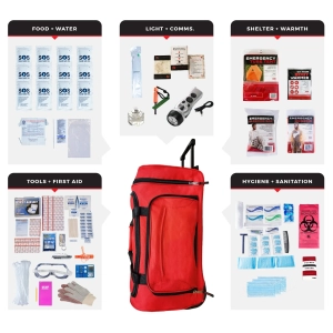 1 person comfort survival kit rolling bag wheeled emergency preparedness
