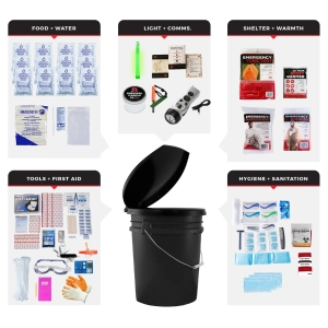1 person comfort survival kit bucket and lid emergency preparedness